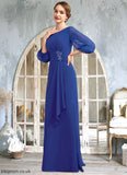 Evangeline A-Line Scoop Neck Floor-Length Chiffon Mother of the Bride Dress With Ruffle Beading STB126P0014963