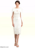 Luna Sheath/Column Sweetheart Knee-Length Lace Stretch Crepe Mother of the Bride Dress With Beading STB126P0014973
