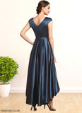 Kali A-Line Scoop Neck Asymmetrical Satin Mother of the Bride Dress With Bow(s) Pockets STB126P0014976