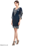 Adrianna Sheath/Column V-neck Knee-Length Chiffon Lace Mother of the Bride Dress With Sequins STB126P0014983