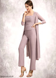 Izabelle Jumpsuit/Pantsuit Square Neckline Ankle-Length Chiffon Mother of the Bride Dress With Ruffle STB126P0014984