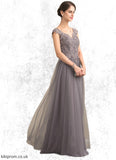 Jayla A-Line/Princess V-neck Floor-Length Tulle Lace Mother of the Bride Dress With Sequins STB126P0014985