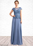 Jode A-Line Scoop Neck Floor-Length Chiffon Lace Mother of the Bride Dress STB126P0014989