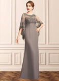 Alayna Sheath/Column Scoop Neck Floor-Length Chiffon Lace Mother of the Bride Dress STB126P0014996