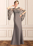 Alayna Sheath/Column Scoop Neck Floor-Length Chiffon Lace Mother of the Bride Dress STB126P0014996