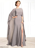 Larissa Sheath/Column Scoop Neck Sweep Train Chiffon Mother of the Bride Dress With Split Front STB126P0015000
