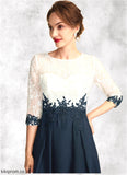 Morgan A-Line Scoop Neck Tea-Length Chiffon Lace Mother of the Bride Dress STB126P0015002