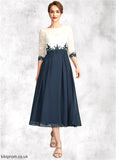 Morgan A-Line Scoop Neck Tea-Length Chiffon Lace Mother of the Bride Dress STB126P0015002