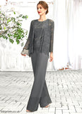 Krystal Jumpsuit/Pantsuit Scoop Neck Floor-Length Chiffon Lace Mother of the Bride Dress STB126P0015006