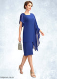 Dana Sheath/Column V-neck Knee-Length Chiffon Mother of the Bride Dress With Beading Sequins STB126P0015013