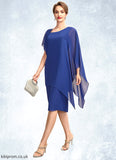 Dana Sheath/Column V-neck Knee-Length Chiffon Mother of the Bride Dress With Beading Sequins STB126P0015013