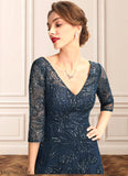 Sofia A-Line V-neck Floor-Length Lace Mother of the Bride Dress With Sequins STB126P0015015