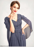 Emerson A-Line V-neck Floor-Length Chiffon Lace Mother of the Bride Dress With Beading Sequins STB126P0015022