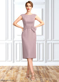 Clara Sheath/Column Scoop Neck Knee-Length Chiffon Mother of the Bride Dress With Ruffle Sequins STB126P0015023