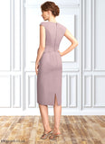 Clara Sheath/Column Scoop Neck Knee-Length Chiffon Mother of the Bride Dress With Ruffle Sequins STB126P0015023