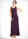 Makenzie Sheath/Column Scoop Neck Ankle-Length Chiffon Mother of the Bride Dress With Beading Sequins STB126P0015024