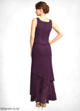 Makenzie Sheath/Column Scoop Neck Ankle-Length Chiffon Mother of the Bride Dress With Beading Sequins STB126P0015024