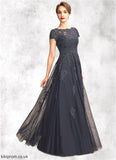 Gill A-Line Scoop Neck Floor-Length Tulle Lace Mother of the Bride Dress With Beading STB126P0015029