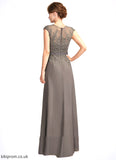 Addison A-Line V-neck Floor-Length Chiffon Lace Mother of the Bride Dress With Beading Sequins Cascading Ruffles STB126P0015030