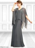Ireland A-line V-Neck Floor-Length Chiffon Mother of the Bride Dress With Beading Sequins STB126P0015031