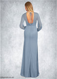 Naomi Sheath Bow Mesh Floor-Length Dress STBP0019691