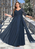 Julia A-line V-Neck Floor-Length Chiffon Lace Mother of the Bride Dress With Sequins STB126P0021624