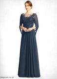 Jordan A-line Scoop Illusion Floor-Length Chiffon Lace Mother of the Bride Dress With Pleated Sequins STB126P0021625