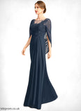 Jordan A-line Scoop Illusion Floor-Length Chiffon Lace Mother of the Bride Dress With Pleated Sequins STB126P0021625