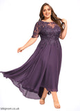Sydnee A-line Scoop Illusion Asymmetrical Chiffon Lace Mother of the Bride Dress With Sequins STB126P0021630