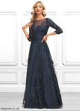 Audrey A-line Scoop Illusion Floor-Length Lace Tulle Mother of the Bride Dress With Sequins STB126P0021631