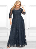 Audrey A-line Scoop Illusion Floor-Length Lace Tulle Mother of the Bride Dress With Sequins STB126P0021631