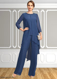 EmeryPiper Jumpsuit/Pantsuit Separates Scoop Floor-Length Chiffon Mother of the Bride Dress With Beading Sequins STB126P0021647
