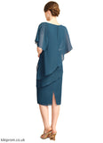 Ann Sheath/Column Asymmetrical Knee-Length Chiffon Mother of the Bride Dress With Beading Sequins STB126P0021672