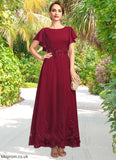 Madelyn A-line Scoop Ankle-Length Chiffon Lace Mother of the Bride Dress With Sequins STB126P0021676