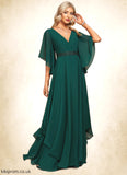 Joy A-line V-Neck Floor-Length Chiffon Mother of the Bride Dress With Beading Appliques Lace Sequins STB126P0021682