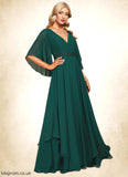 Joy A-line V-Neck Floor-Length Chiffon Mother of the Bride Dress With Beading Appliques Lace Sequins STB126P0021682
