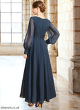 Willa A-line V-Neck Ankle-Length Chiffon Mother of the Bride Dress With Beading Cascading Ruffles Sequins STB126P0021698