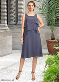 Mina A-line Scoop Knee-Length Chiffon Mother of the Bride Dress With Beading STB126P0021706