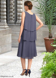 Mina A-line Scoop Knee-Length Chiffon Mother of the Bride Dress With Beading STB126P0021706