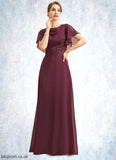 Belen A-line Scoop Floor-Length Chiffon Mother of the Bride Dress With Appliques Lace Sequins STB126P0021707