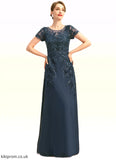 Trinity Sheath/Column Scoop Illusion Floor-Length Chiffon Lace Mother of the Bride Dress With Sequins STB126P0021709