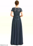 Trinity Sheath/Column Scoop Illusion Floor-Length Chiffon Lace Mother of the Bride Dress With Sequins STB126P0021709