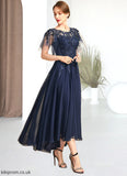 Kamari A-line Scoop Illusion Asymmetrical Chiffon Lace Mother of the Bride Dress With Sequins STB126P0021712