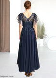 Kamari A-line Scoop Illusion Asymmetrical Chiffon Lace Mother of the Bride Dress With Sequins STB126P0021712