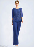 Lydia Jumpsuit/Pantsuit Separates Scoop Floor-Length Chiffon Lace Mother of the Bride Dress STB126P0021718