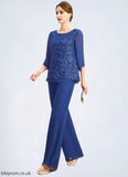 Lydia Jumpsuit/Pantsuit Separates Scoop Floor-Length Chiffon Lace Mother of the Bride Dress STB126P0021718