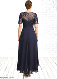 Melinda A-line Scoop Illusion Asymmetrical Chiffon Lace Mother of the Bride Dress STB126P0021725