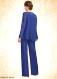 Matilda Jumpsuit/Pantsuit Separates Scoop Floor-Length Chiffon Mother of the Bride Dress STB126P0021744