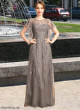 Nan A-line Scoop Illusion Floor-Length Lace Mother of the Bride Dress With Sequins STB126P0021752