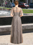 Nan A-line Scoop Illusion Floor-Length Lace Mother of the Bride Dress With Sequins STB126P0021752